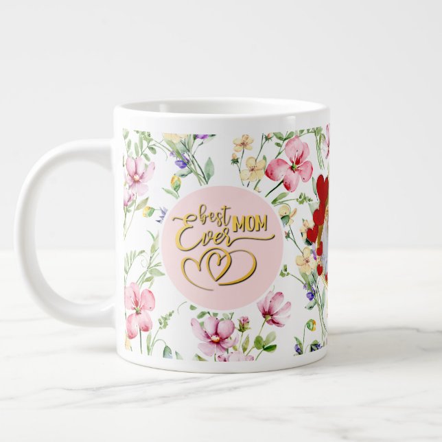 Best Mum Ever Floral Photo Mother's Day Mug (Left)