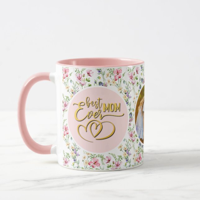 Best Mum Ever Floral Photo Mother's Day Mug (Left)