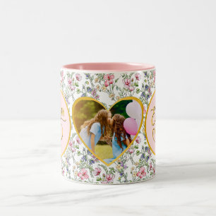 Best Mum Ever Floral Photo Mother's Day Two-Tone Coffee Mug