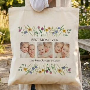 Best Mum Ever Floral Photo Tote Bag