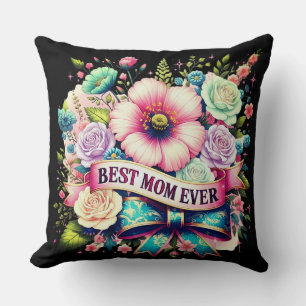 Best Mum Ever Floral Throw Pillow – Vintage Rose