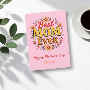 Best Mum Ever   Floral Wreath   Cute Mother's Day Card