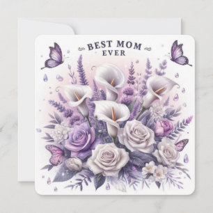 Best Mum Ever Flowers and Butterflies Holiday Card
