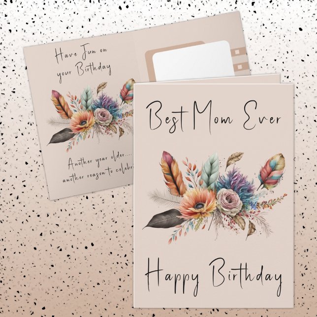 Best Mum Ever flowers birthday Card (Creator Uploaded)