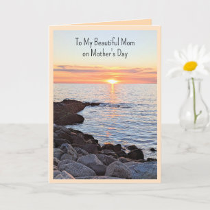 Best Mum Ever from Sunrise to Sunset Ocean Photo Card
