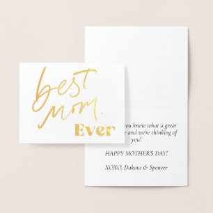 Best Mum EVER   Fun Cute Handlettering Script Foil Card