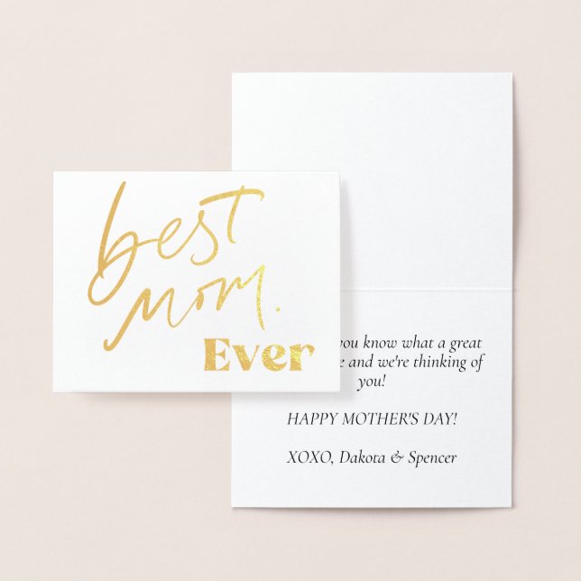 Best Mum EVER | Fun Cute Handlettering Script Foil Card (Display)