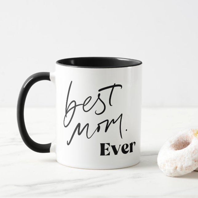 Best Mum EVER | Fun Cute Handlettering Script Mug (With Donut)