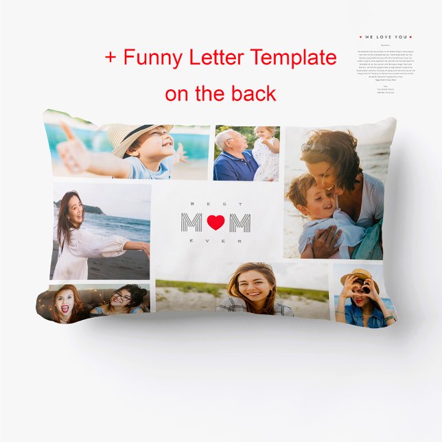 Best Mum Ever Funny Mother's Day 7 Photo collage  Lumbar Cushion (Creator Uploaded)