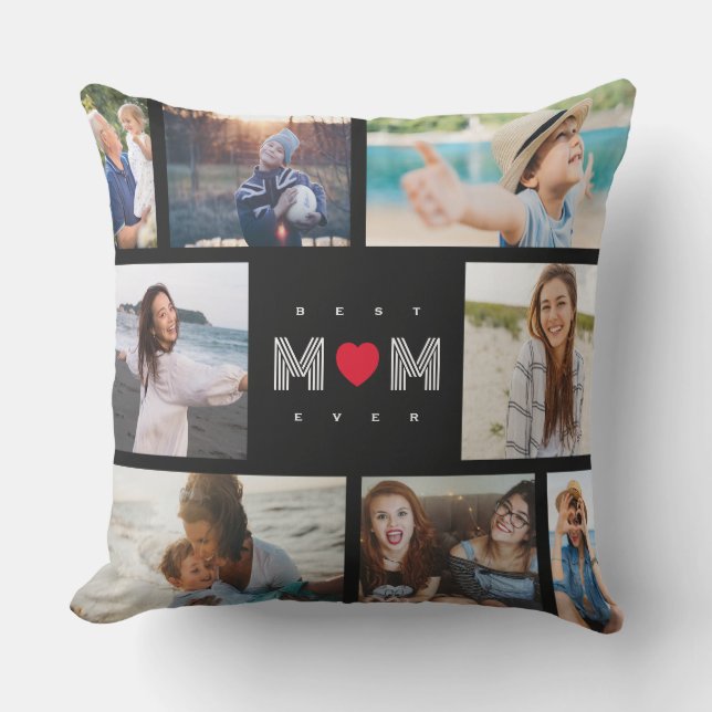 Best Mum Ever Funny Mother's Day 8 Photo collage Cushion (Front)