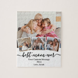 "Best Mum Ever" Gift with Custom Photos & Message Jigsaw Puzzle