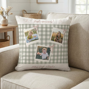 Best Mum Ever Gingham Photo Collage Cushion