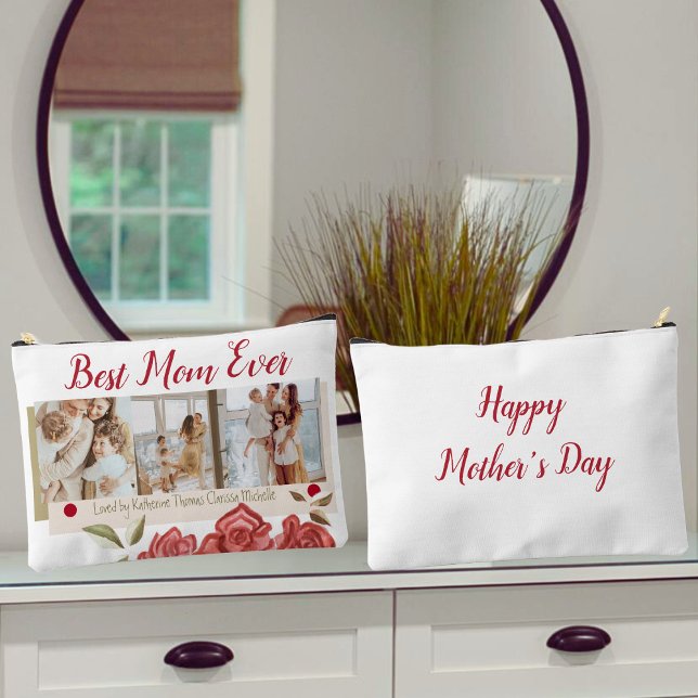 Best Mum Ever Girly Cute Modern Happy Mothers Day Accessory Pouch (Creator Uploaded)