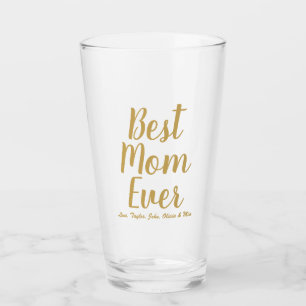 Best Mum Ever gold custom script personalised Glass