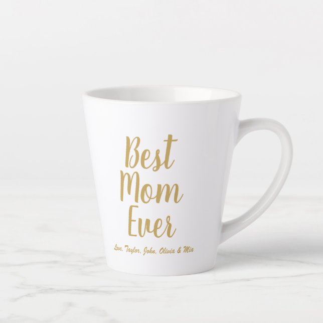 Best Mum Ever gold custom script personalised Latte Mug (Right)