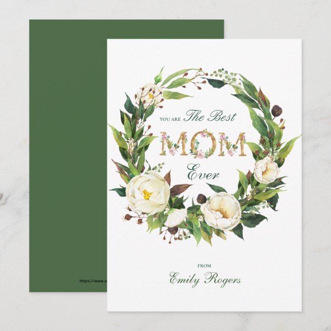 Best Mum Ever Gold floral lettering  Save The Date (Front/Back)
