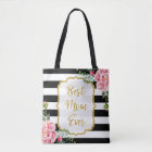 Best Mum Ever Gold Glitter Pink Flowers Stripes