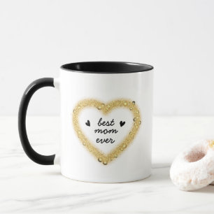 Best mum ever gold heart mug