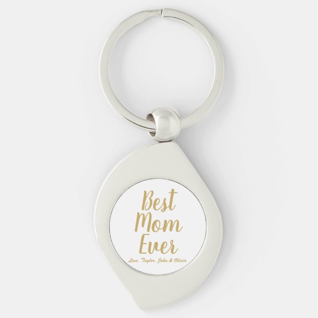 Best Mum Ever gold personalised custom script cute Key Ring (Front)