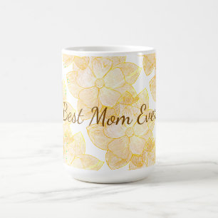 "Best Mum Ever" Golden Sunlit Floral Mug