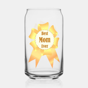 Best mum ever Golden winner award ribbon Can Glass