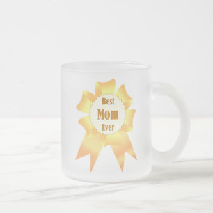 Best mum ever Golden winner award ribbon Frosted Glass Coffee Mug