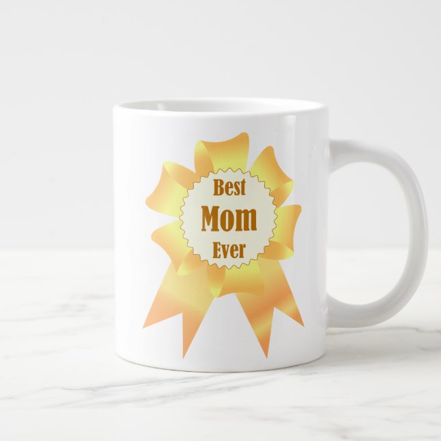 Best mum ever Golden winner award ribbon Large Coffee Mug (Right)