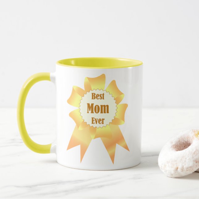 Best mum ever Golden winner award ribbon Mug (With Donut)