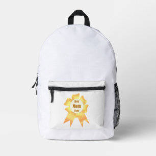 Best mum ever Golden winner award ribbon Printed Backpack