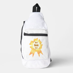 Best mum ever Golden winner award ribbon Sling Bag