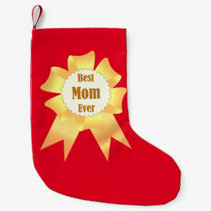 Best mum ever Golden winner award ribbon Small Christmas Stocking