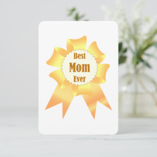 Best mum ever Golden winner award ribbon Thank You Card