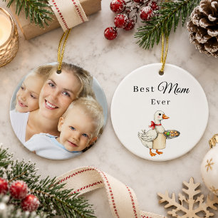 Best Mum Ever Goose Photo Ceramic Tree Decoration