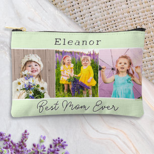Best Mum Ever Green 3 Photos Monogrammed Accessory Pouch