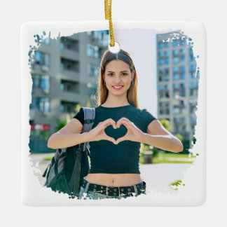 Best Mum Ever Grunge Border Photo Ceramic Ornament