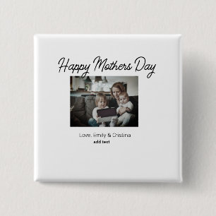 best mum ever happy mothers day add photo name  15 cm square badge
