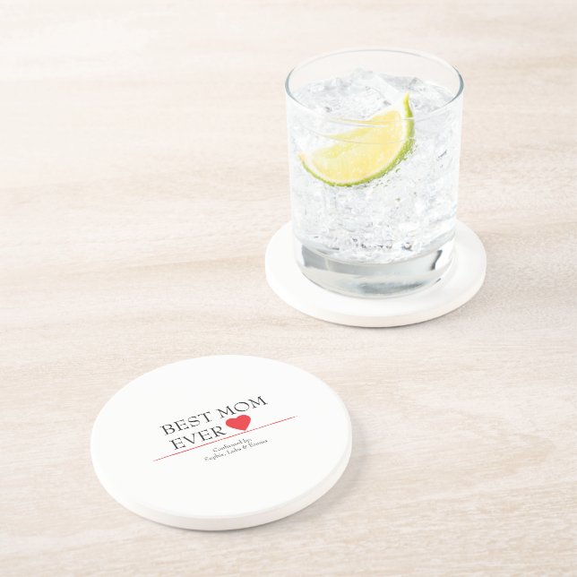 Best Mum Ever Heart Coaster – Personalised  (Side)