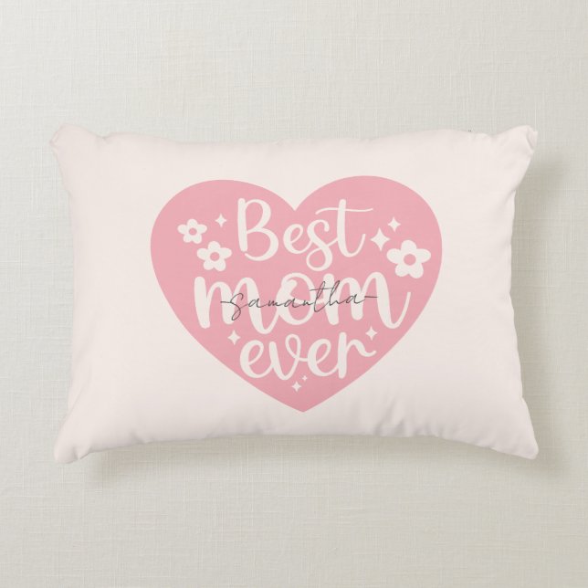 Best Mum Ever Heart Decorative Cushion (Front)