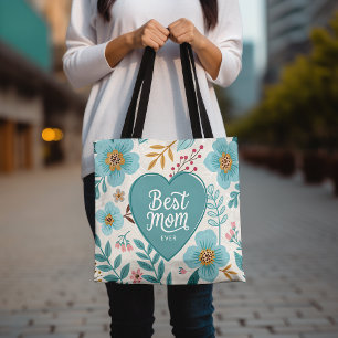 Best Mum Ever Heart Floral Mother's Day Gift Perso Tote Bag