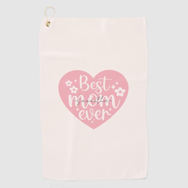 Best Mum Ever - Heart Golf Towel (Front)