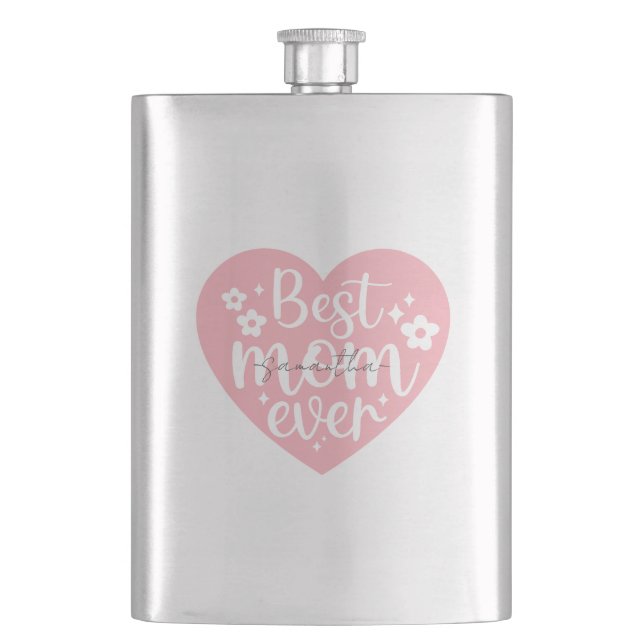 Best Mum Ever - Heart Hip Flask (Front)