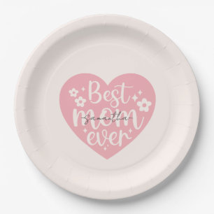 Best Mum Ever Heart Paper Plate