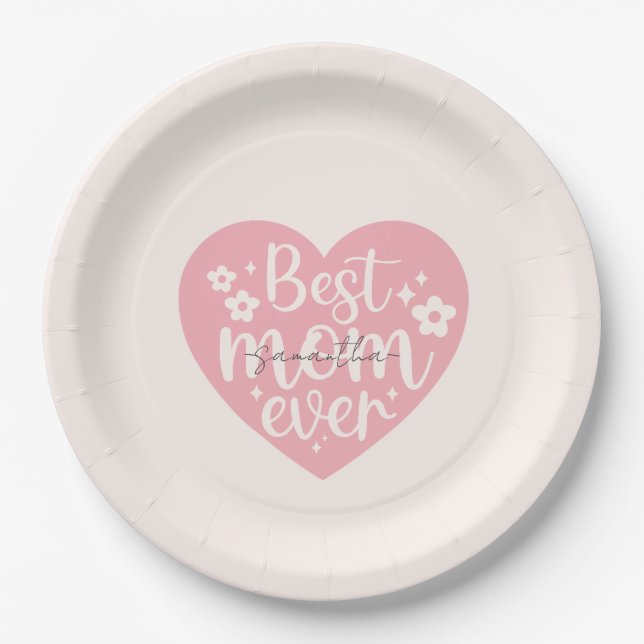 Best Mum Ever - Heart Paper Plate (Front)