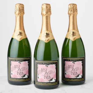 Best Mum Ever Hearts and Roses Sparkling Wine Label