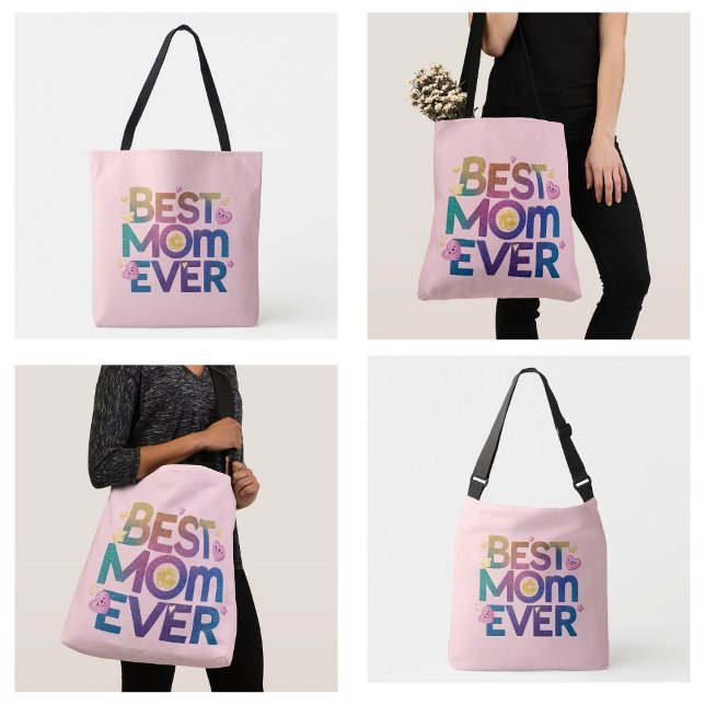 Best Mum Ever Hearts & Flowers Tote Bag (best mom ever hearts and flowers tote bags)