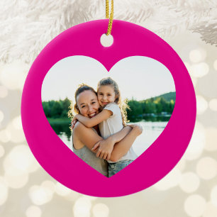 Best Mum Ever Hot Pink Heart Border Ceramic Tree Decoration