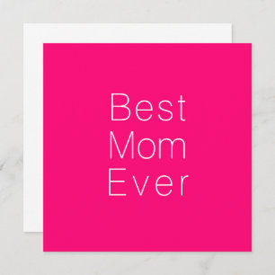 Best Mum Ever hot pink white simple minimalist  Card
