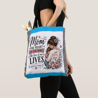 Best Mum Ever Houndstooth Accent Grocery Tote Bag