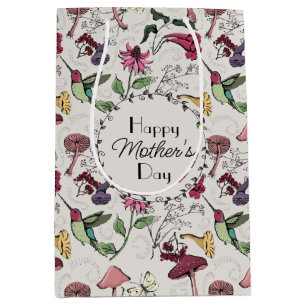 Best Mum Ever Ivory Floral Hummingbird Photo Medium Gift Bag