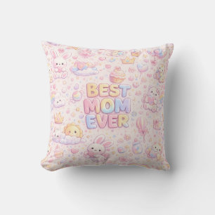 Best Mum Ever Kawaii Pastel Pattern Cushion
